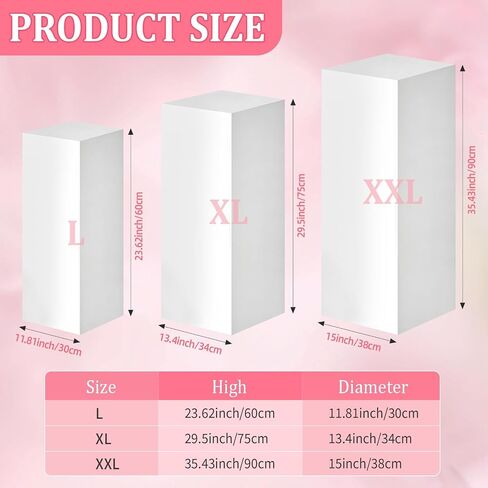Square Stands for Party, 3Pcs Metal Pleated Pedestal Stand Heavy Duty White Cake Cilindros Para Fiestas Parties Round Display Flower Plant Stand for Wedding Birthday Party Decor in Saudi Arabia