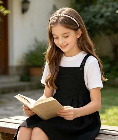 Kids4ever Girls Dress Set 2pc Overall Dress with T-Shirt Adjustable Strap Loose Fit Summer Casual Dress for 9-13Y in Saudi Arabia