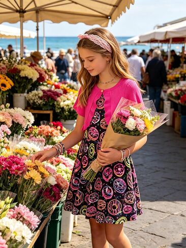 Girls Dresses with Cardigan for 5-12 Years Kids 2 Piece Summer Outfits in Saudi Arabia