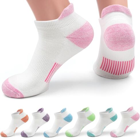 Womens Ankle Socks 6 Pairs Anti-blister Thick Cushioned Wicking Odor Resist Athletic Running Socks With Heel Tab in Saudi Arabia