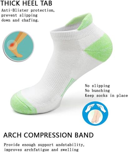 Womens Ankle Socks 6 Pairs Anti-blister Thick Cushioned Wicking Odor Resist Athletic Running Socks With Heel Tab in Saudi Arabia