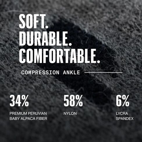 HOLLOW Alpaca Ankle Compression Socks for Women & Men, 15-20 mmHg – Circulation Support, Moisture Wicking, Large, Black in Saudi Arabia