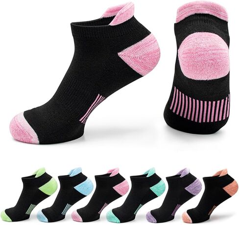 Womens Ankle Socks 6 Pairs Anti-blister Thick Cushioned Wicking Odor Resist Athletic Running Socks With Heel Tab in Saudi Arabia