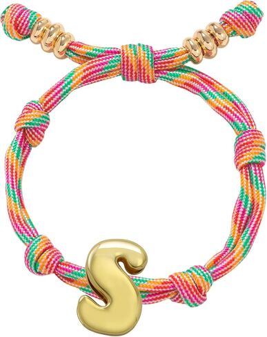 SAVITO Personalized Custom Bubble Initial Bracelet Colorful Hand-Knotted Cord Bracelet Couple Bracelets Valentine's Day Gift in Saudi Arabia