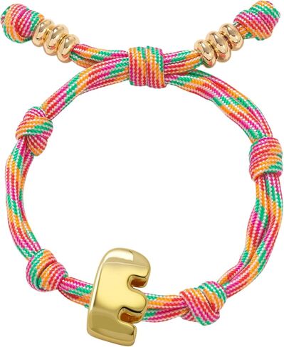 SAVITO Personalized Custom Bubble Initial Bracelet Colorful Hand-Knotted Cord Bracelet Couple Bracelets Valentine's Day Gift in Saudi Arabia