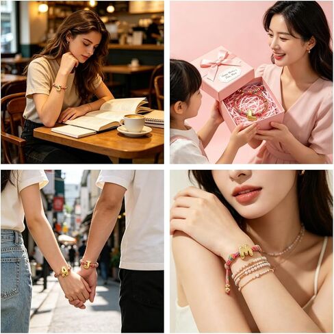 SAVITO Personalized Custom Bubble Initial Bracelet Colorful Hand-Knotted Cord Bracelet Couple Bracelets Valentine's Day Gift in Saudi Arabia