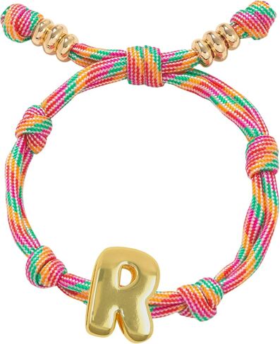 SAVITO Personalized Custom Bubble Initial Bracelet Colorful Hand-Knotted Cord Bracelet Couple Bracelets Valentine's Day Gift in Saudi Arabia