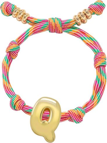 SAVITO Personalized Custom Bubble Initial Bracelet Colorful Hand-Knotted Cord Bracelet Couple Bracelets Valentine's Day Gift in Saudi Arabia