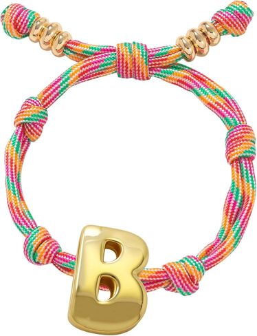 SAVITO Personalized Custom Bubble Initial Bracelet Colorful Hand-Knotted Cord Bracelet Couple Bracelets Valentine's Day Gift in Saudi Arabia