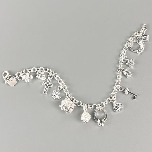 925 Sterling Silver Bracelet for Women, 13 Charms Jewelry Gift for Her in Kuwait