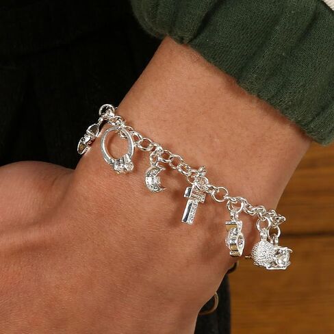 925 Sterling Silver Bracelet for Women, 13 Charms Jewelry Gift for Her in Kuwait