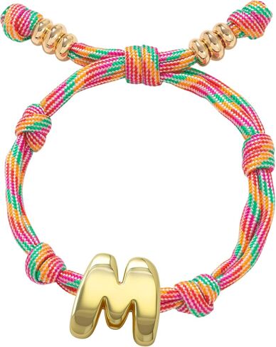 SAVITO Personalized Custom Bubble Initial Bracelet Colorful Hand-Knotted Cord Bracelet Couple Bracelets Valentine's Day Gift in Saudi Arabia