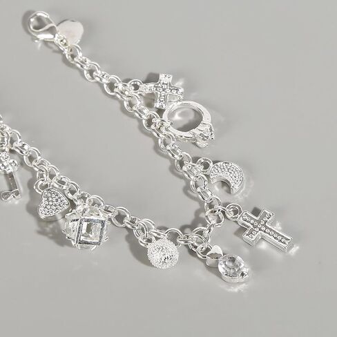 925 Sterling Silver Bracelet for Women, 13 Charms Jewelry Gift for Her in Kuwait