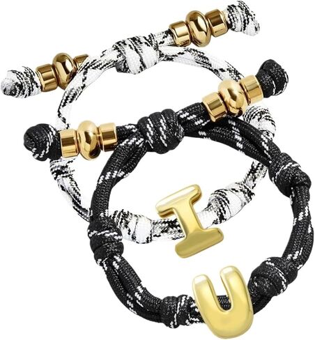SAVITO Personalized Custom Bubble Initial Bracelet Colorful Hand-Knotted Cord Bracelet Couple Bracelets Valentine's Day Gift in Saudi Arabia