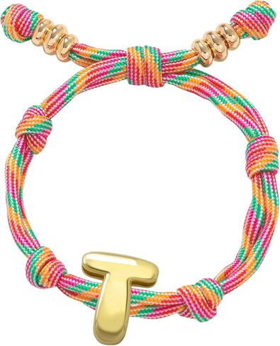 SAVITO Personalized Custom Bubble Initial Bracelet Colorful Hand-Knotted Cord Bracelet Couple Bracelets Valentine's Day Gift in Saudi Arabia