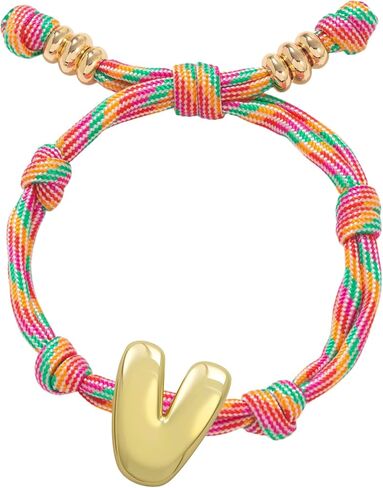 SAVITO Personalized Custom Bubble Initial Bracelet Colorful Hand-Knotted Cord Bracelet Couple Bracelets Valentine's Day Gift in Saudi Arabia