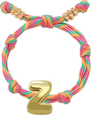 SAVITO Personalized Custom Bubble Initial Bracelet Colorful Hand-Knotted Cord Bracelet Couple Bracelets Valentine's Day Gift in Saudi Arabia