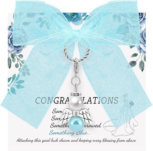 Oubaka Something Blue Gifts for Bride, Guardian Angel Charm for Wedding Bride Memorial Bouquet Charm Bridal Shower Gift from Mom Dad Sister Friends Wedding Keepsake Gift in Kuwait