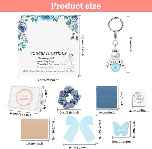 Oubaka Something Blue Gifts for Bride, Guardian Angel Charm for Wedding Bride Memorial Bouquet Charm Bridal Shower Gift from Mom Dad Sister Friends Wedding Keepsake Gift in Kuwait