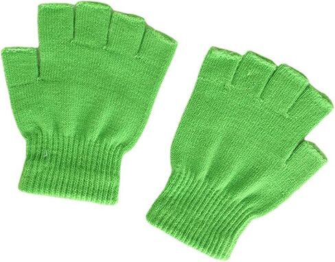 Green Fingerless Gloves, 1Pcs Green Gloves, Warm Knit Half Finger Winter Gloves for Men Women, Winter Fall Soft Cable Fingers Free Fingerless Knit Gloves Stretchy in Saudi Arabia