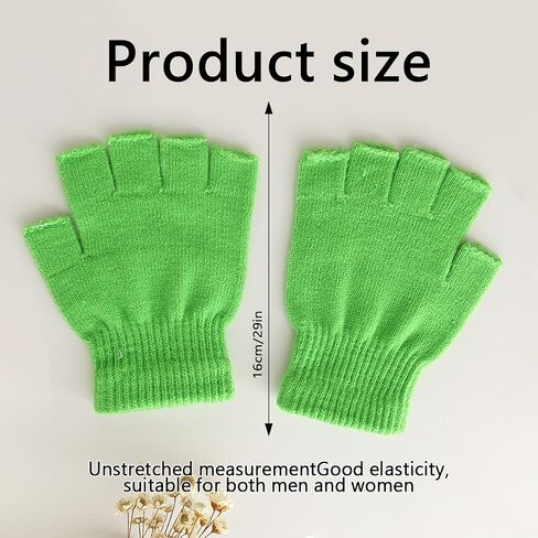 Green Fingerless Gloves, 1Pcs Green Gloves, Warm Knit Half Finger Winter Gloves for Men Women, Winter Fall Soft Cable Fingers Free Fingerless Knit Gloves Stretchy in Saudi Arabia