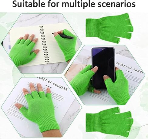 Green Fingerless Gloves, 1Pcs Green Gloves, Warm Knit Half Finger Winter Gloves for Men Women, Winter Fall Soft Cable Fingers Free Fingerless Knit Gloves Stretchy in Saudi Arabia