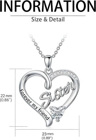 ZBA Natural Diamond Sister Necklace, 18K Gold Plated 925 Sterling Silver Fine Jewelry Birthday Gifts for Sister 20inches (F-G,I1-I2) in Saudi Arabia