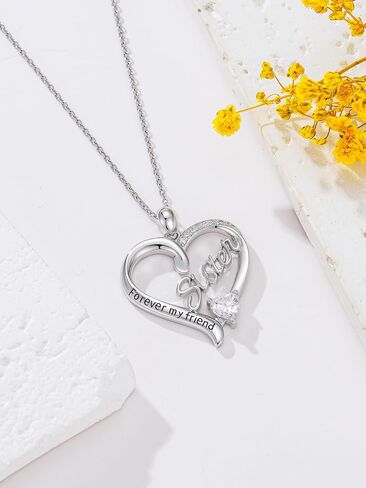 ZBA Natural Diamond Sister Necklace, 18K Gold Plated 925 Sterling Silver Fine Jewelry Birthday Gifts for Sister 20inches (F-G,I1-I2) in Saudi Arabia
