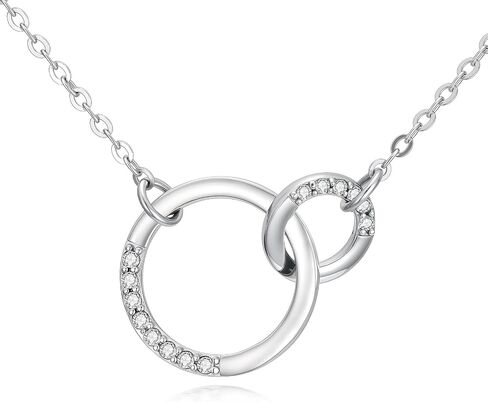ZBA Natural Diamond Sister Necklace, 18K Gold Plated 925 Sterling Silver Fine Jewelry Birthday Gifts for Sister 20inches (F-G,I1-I2) in Saudi Arabia