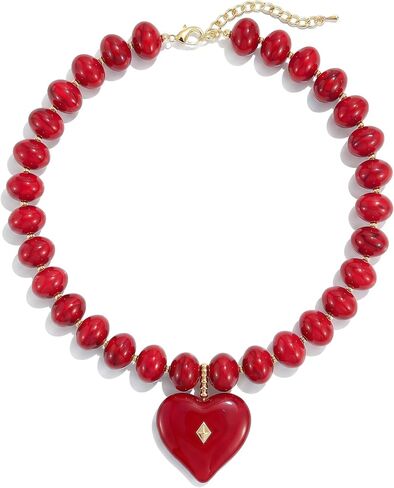 Elegance 11 designs Chunky Heart Necklace for Women, Colorful Acrylic Beaded Statement Puff Heart Necklace, Cute Boho Y2K Choker Necklace for Gift Jewelry in Saudi Arabia