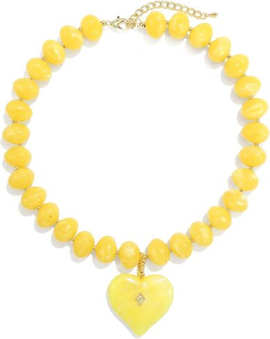 Elegance 11 designs Chunky Heart Necklace for Women, Colorful Acrylic Beaded Statement Puff Heart Necklace, Cute Boho Y2K Choker Necklace for Gift Jewelry in Saudi Arabia
