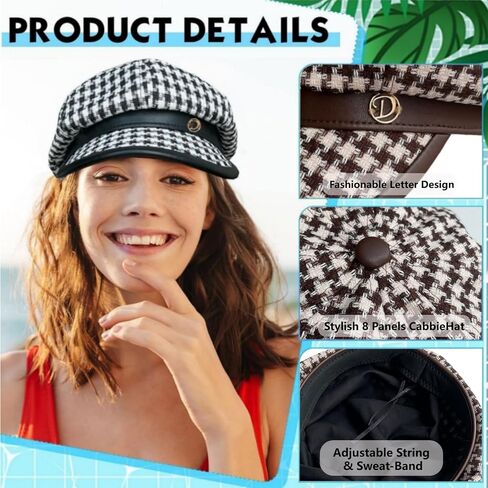 2 Pcs Women Newsboy Cap Adjustable Visor Beret Hats Sun Hat Beach Hats Soft 8 Panels Vintage Cabbie Hat Octagonal Cap Wario Hat Black in Saudi Arabia