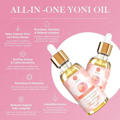2 Pack Yoni Essential Oil Organic Feminine Oil Eliminates Odor Vaginal Moisturizer for Wetness, Ph Balance for Women Feminine Deodorant Soothes Ingrown Hair Peach Intimate Oil, 1 fl oz in Saudi Arabia