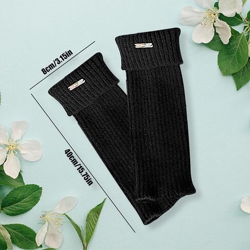 Leg Warmers for Women, 80s Ribbed Knitted Leg socks, Leg Warmer Socks for Ballet Dance Figure Skating Yoga Sports Party (Black) in Saudi Arabia