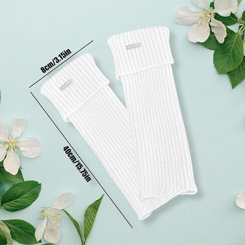 Leg Warmers for Women, 80s Ribbed Knitted Leg socks, Leg Warmer Socks for Ballet Dance Figure Skating Yoga Sports Party (White) in Saudi Arabia