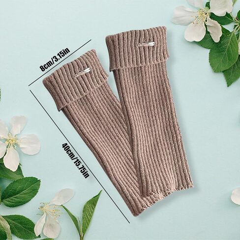Leg Warmers for Women, 80s Ribbed Knitted Leg socks, Leg Warmer Socks for Ballet Dance Figure Skating Yoga Sports Party (Khaki) in Saudi Arabia