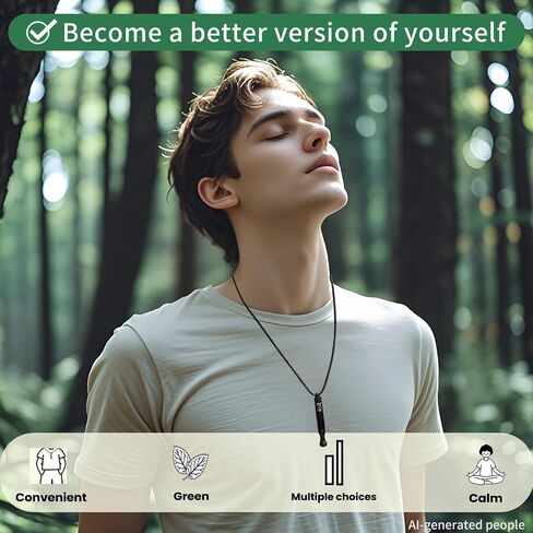 Quit Smoking Breathing Necklace V2,Flavored Air Device for Fidget Relief and Stress Relief, Naturally Switch from Bad Habits, Stop Smoking Aid for Anxiety Relief,Includes 2 Flavor core (Steel) in Saudi Arabia
