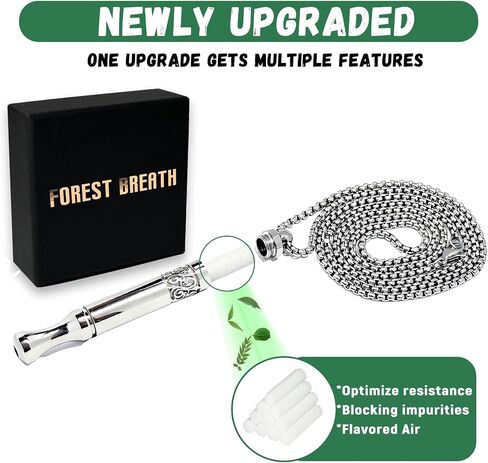 Quit Smoking Breathing Necklace V2,Flavored Air Device for Fidget Relief and Stress Relief, Naturally Switch from Bad Habits, Stop Smoking Aid for Anxiety Relief,Includes 2 Flavor core (Steel) in Saudi Arabia