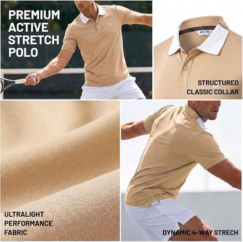 Performance Polo Shirts for Men, Moisture-Wicking Short Sleeve Golf Polo, Quick-Dry Shirt for Work, Travel & Sports in Kuwait