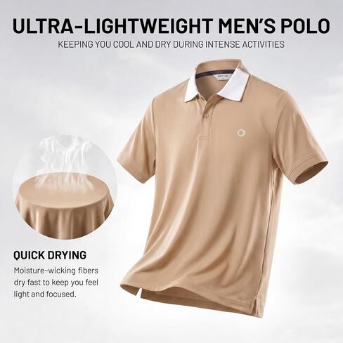 Performance Polo Shirts for Men, Moisture-Wicking Short Sleeve Golf Polo, Quick-Dry Shirt for Work, Travel & Sports in Kuwait