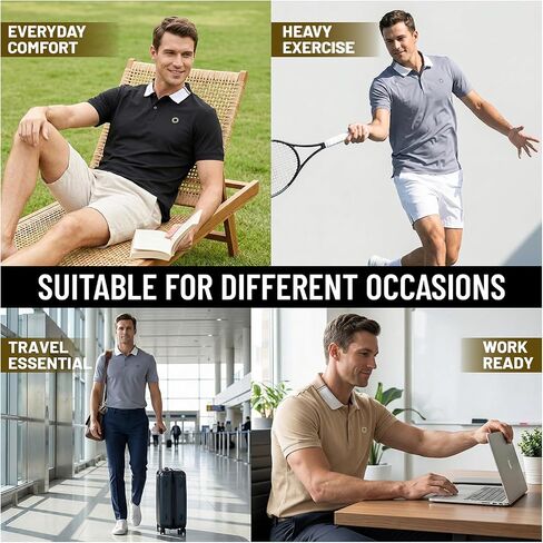 Performance Polo Shirts for Men, Moisture-Wicking Short Sleeve Golf Polo, Quick-Dry Shirt for Work, Travel & Sports in Kuwait