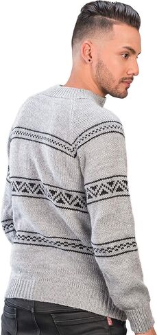 Men's Knitted Regular Fit Full Zip Cardigan Sweater in Peruvian Alpaca Wool - Mock Turtleneck Cardigan in Kuwait