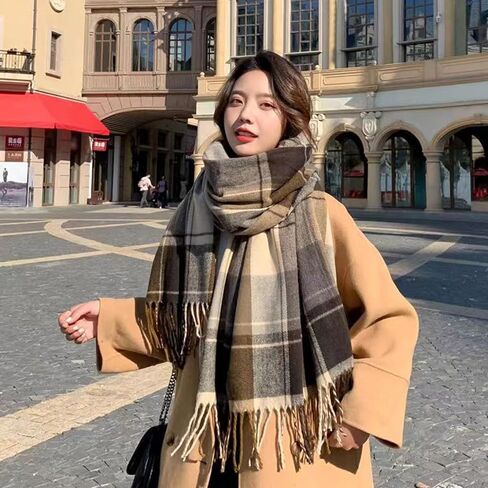 Mawjom Cold Weather Scarf with Scottish Tartan Plaid Soft Warm Winter Shawl Wrap with Fringes for Women Men in Saudi Arabia