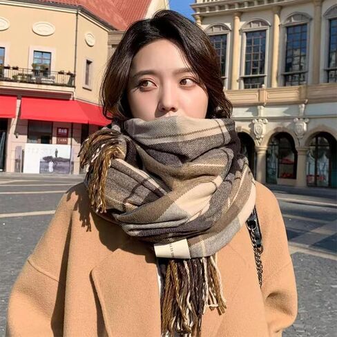 Mawjom Cold Weather Scarf with Scottish Tartan Plaid Soft Warm Winter Shawl Wrap with Fringes for Women Men in Saudi Arabia