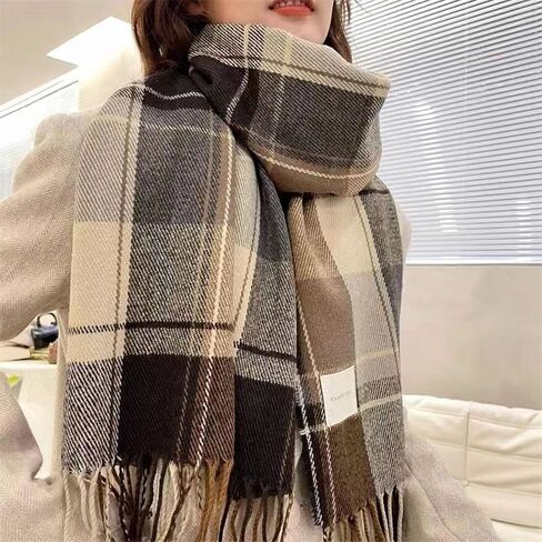 Mawjom Cold Weather Scarf with Scottish Tartan Plaid Soft Warm Winter Shawl Wrap with Fringes for Women Men in Saudi Arabia