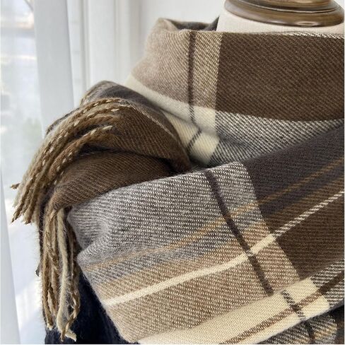 Mawjom Cold Weather Scarf with Scottish Tartan Plaid Soft Warm Winter Shawl Wrap with Fringes for Women Men in Saudi Arabia