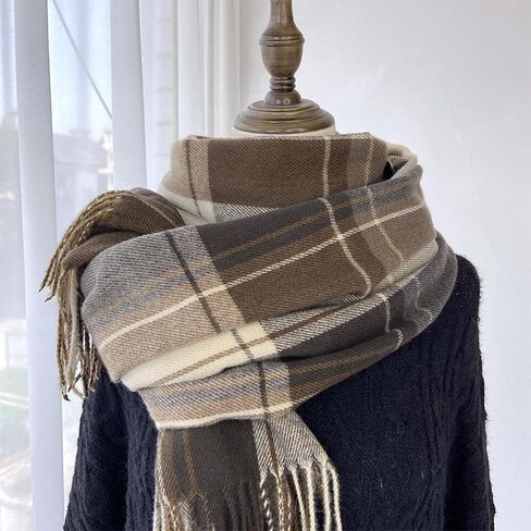 Mawjom Cold Weather Scarf with Scottish Tartan Plaid Soft Warm Winter Shawl Wrap with Fringes for Women Men in Saudi Arabia