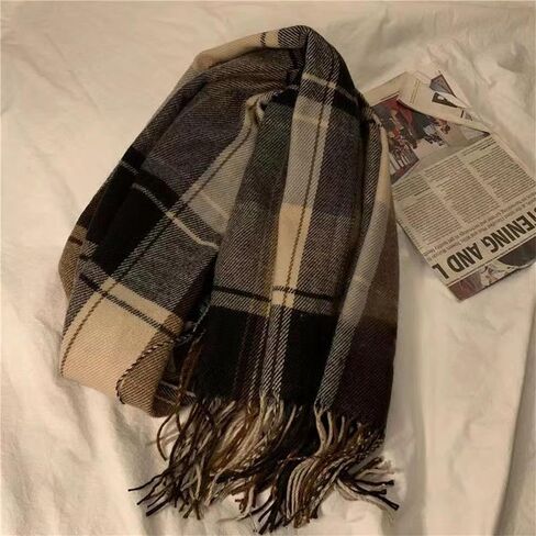 Mawjom Cold Weather Scarf with Scottish Tartan Plaid Soft Warm Winter Shawl Wrap with Fringes for Women Men in Saudi Arabia