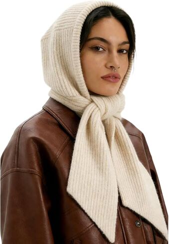 Hooded Scarf for Women Winter Knitted Beanie Hat Scarf Balaclava Warm Wrap Head Scarves Pullover Hat in Saudi Arabia