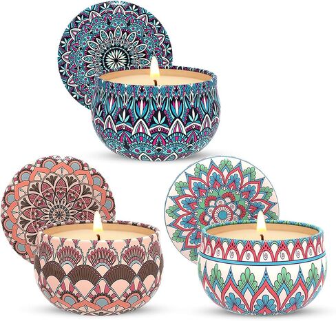 Citronella Candles Outdoor, Large 3-Wick 13.5oz Soy Wax Candle in Blue and White Container for Summer Patio Porch, 3 Packs in Kuwait